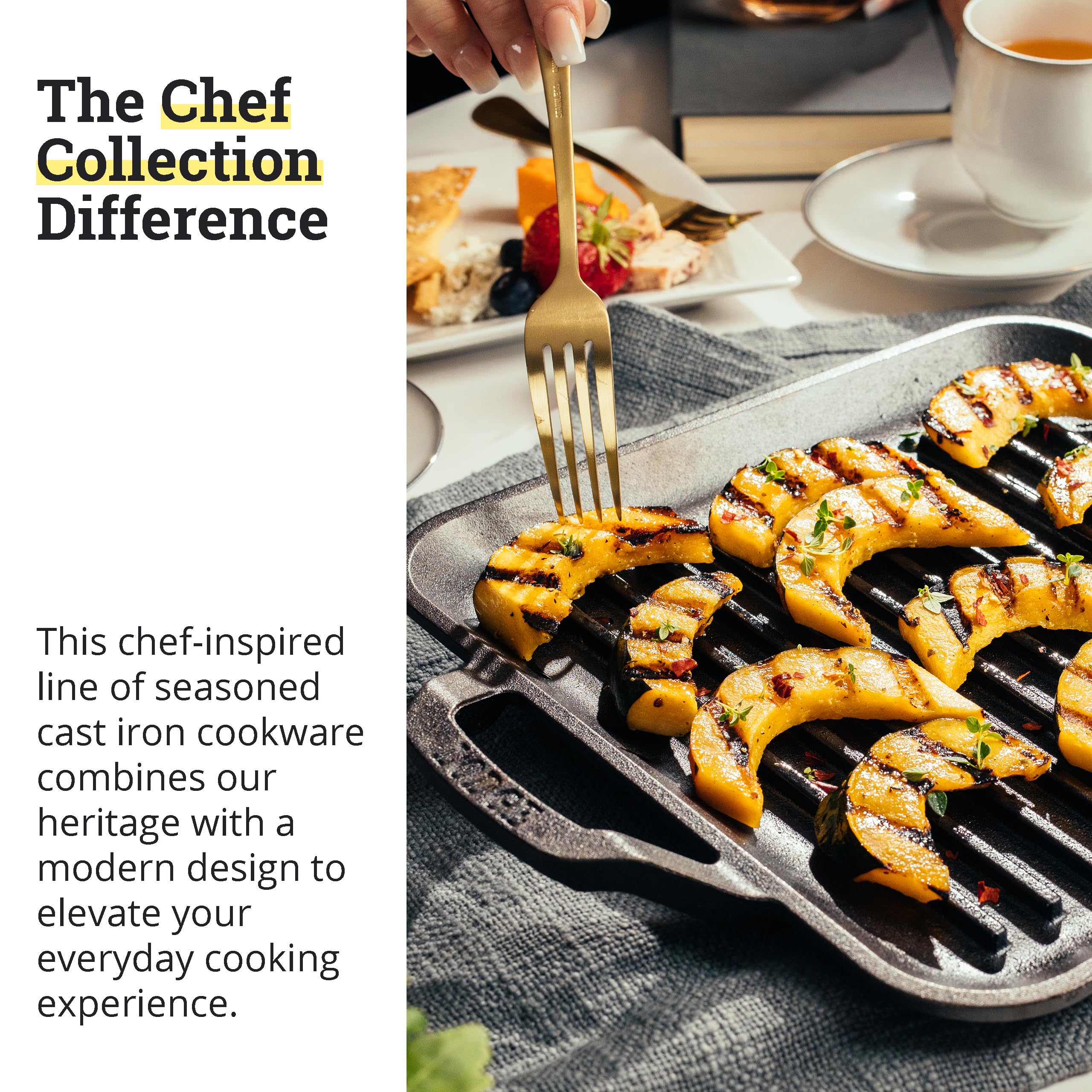 Lodge grill pan designed for indoor and outdoor use