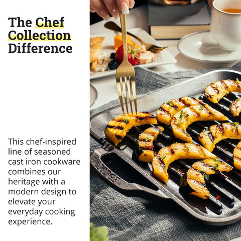 Lodge grill pan designed for indoor and outdoor use