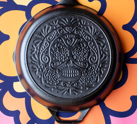 Lodge pre-seasoned skillet ships with natural vegetable oil finish for immediate use.