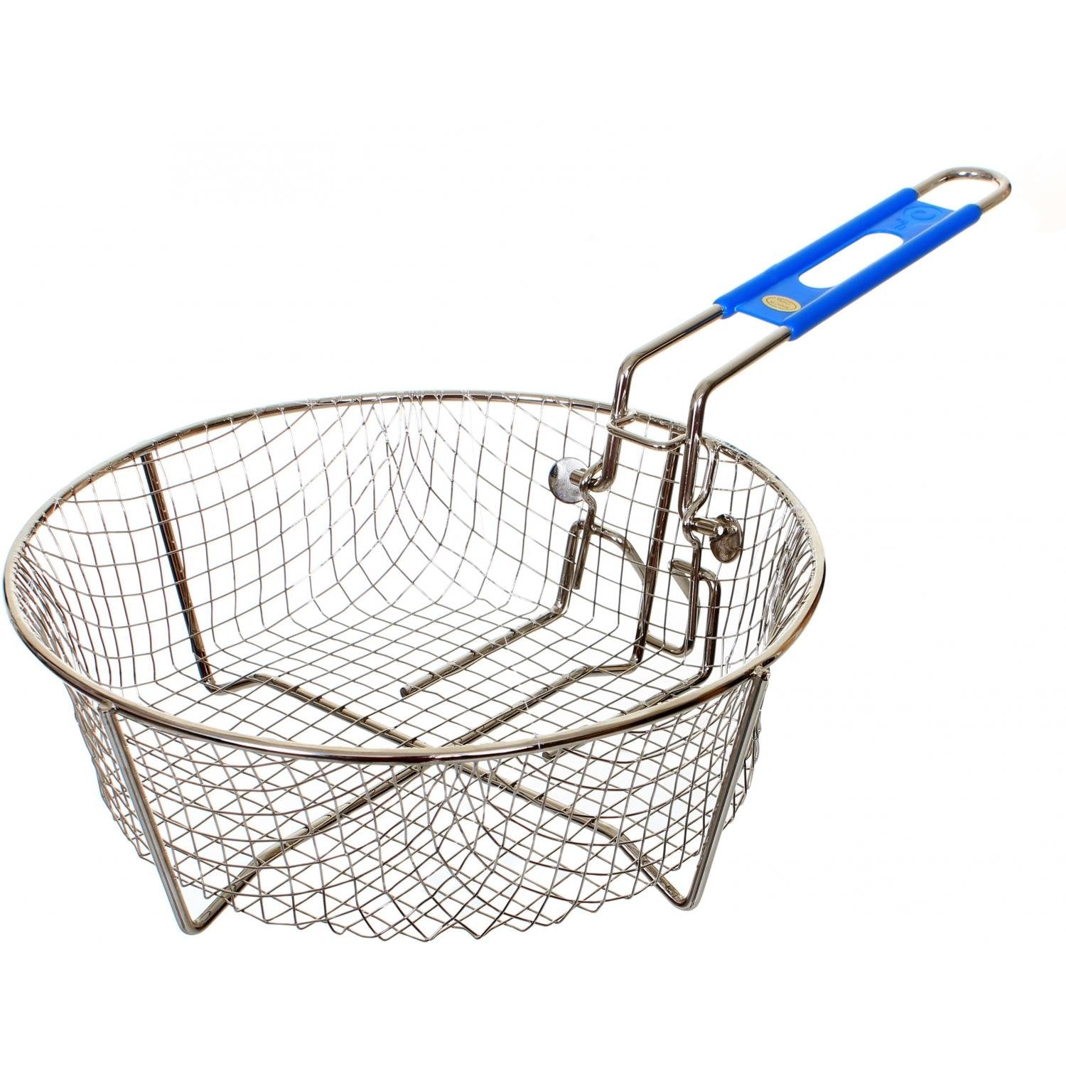 Lodge silver deep fry basket in 10.25 inches for convenient frying in a Dutch oven