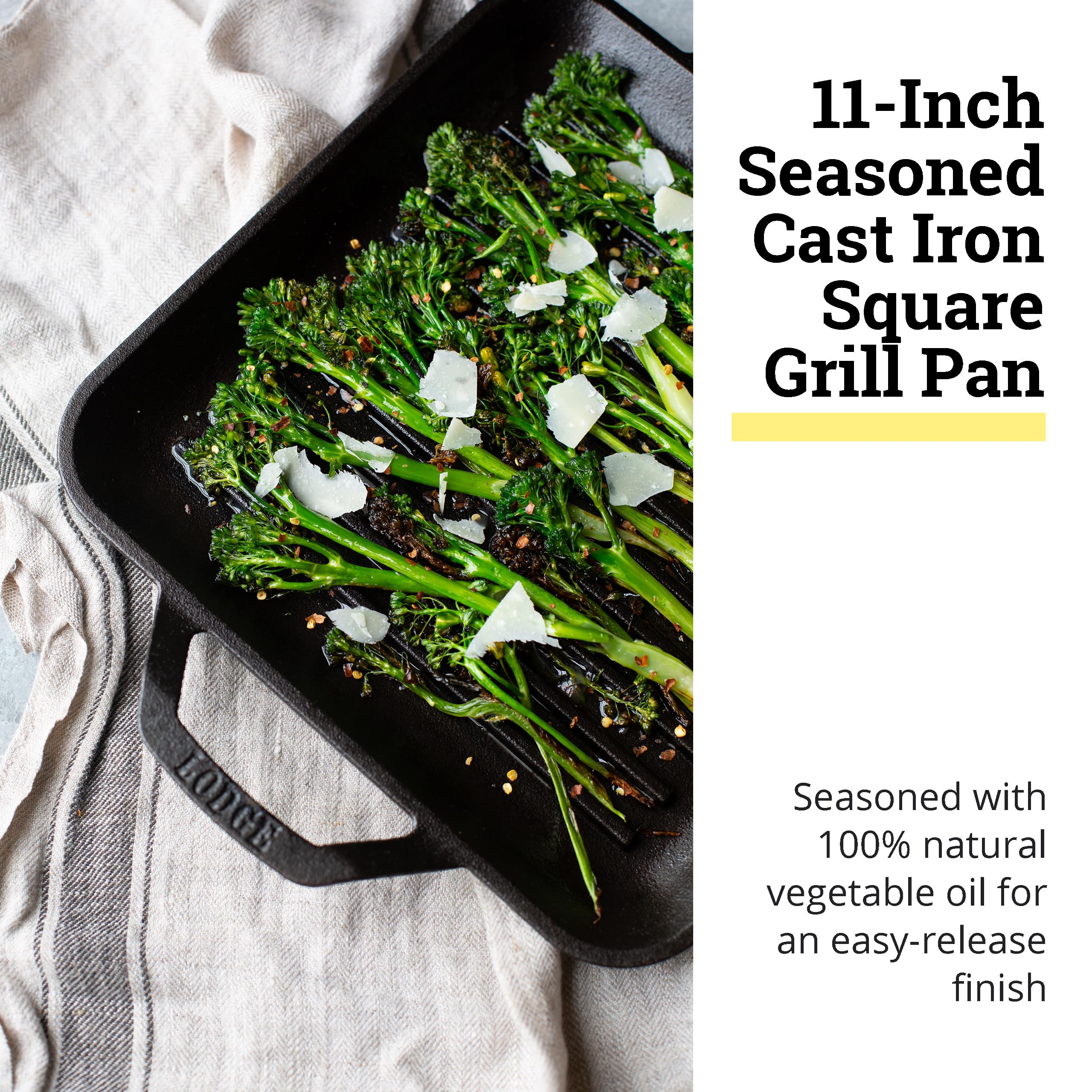 Lodge square grill pan with dual handles for easy lifting