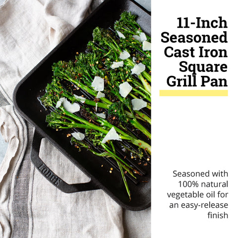 Lodge square grill pan with dual handles for easy lifting