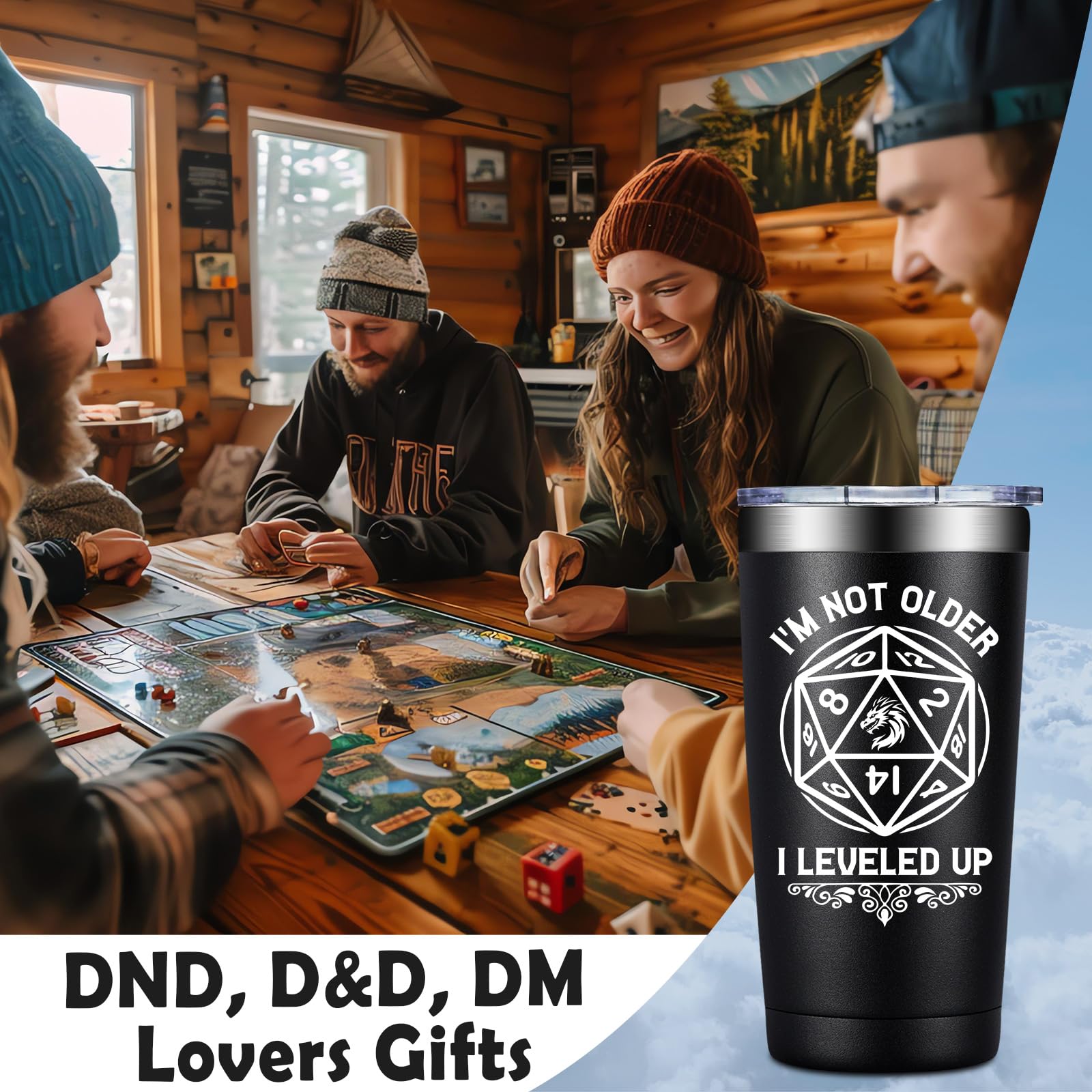 Loecuxe double-wall tumbler preserves temperature during long campaigns.