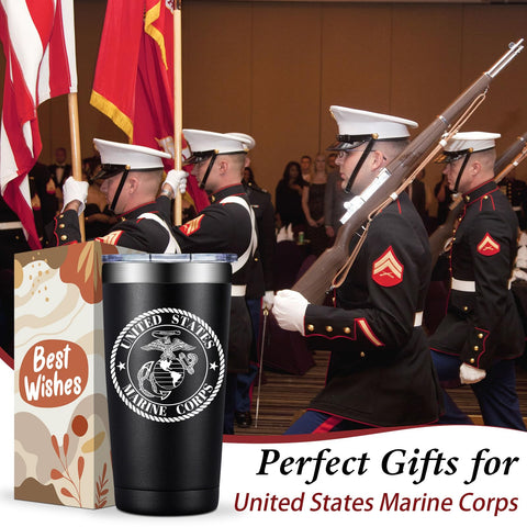 Loecuxe USMC gift set highlights a complete tumbler gift with lid and gift box.