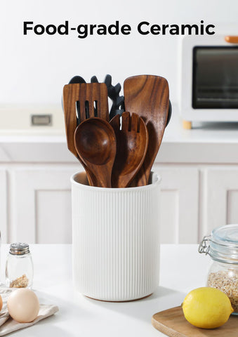 Multi-use LoeJan utensil holder doubles as vase or coffee pod organizer.