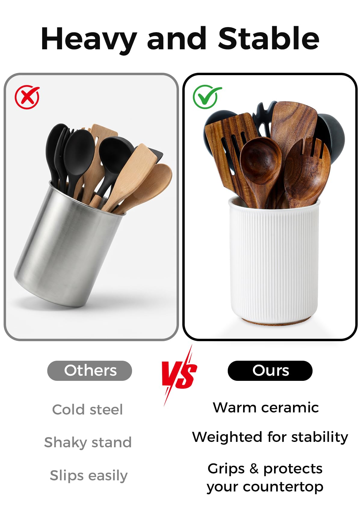 Ceramic construction means no plastics, cadmium, or lead concerns for kitchen safety.