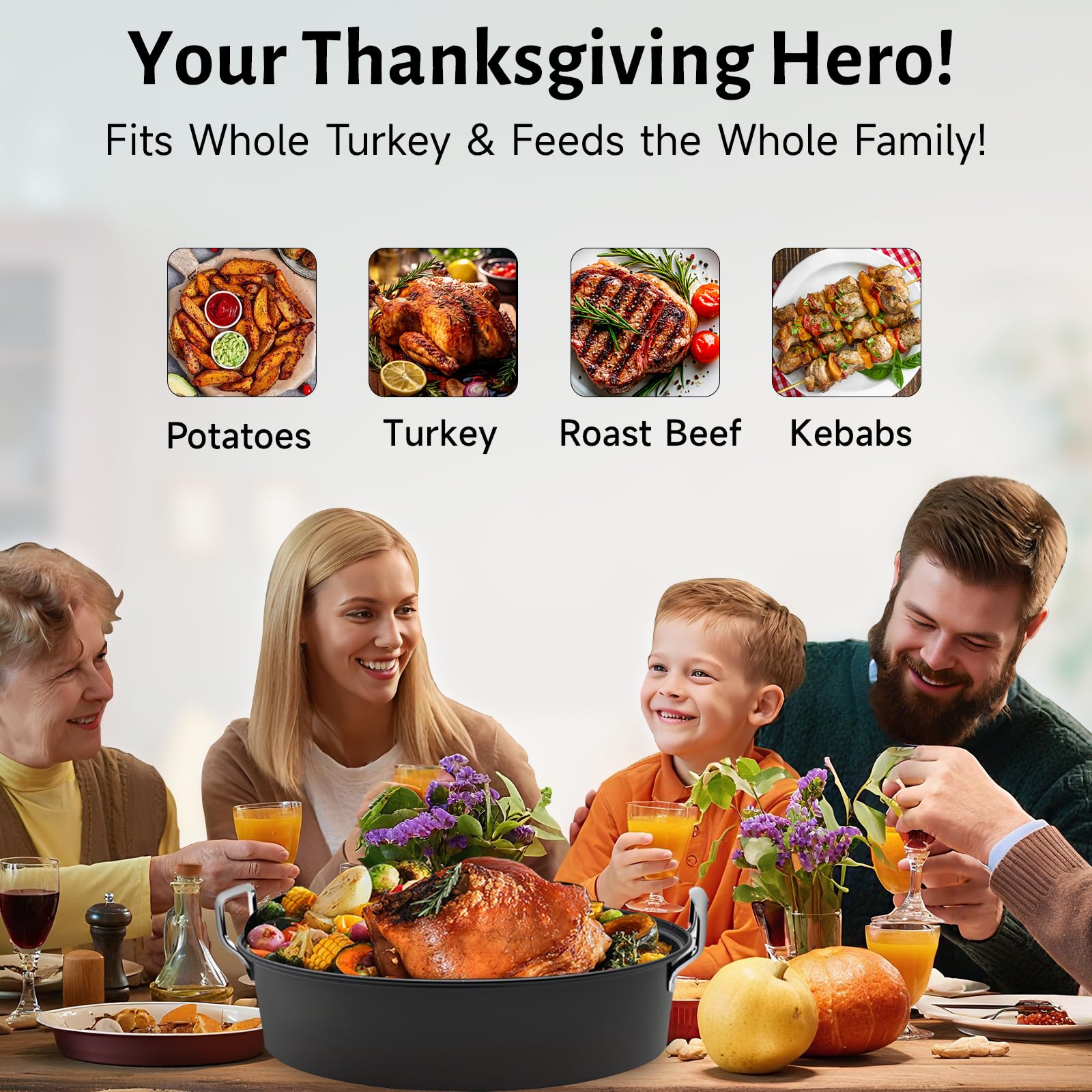 LOEUO 32L oval roaster pan ideal for Thanksgiving roasts