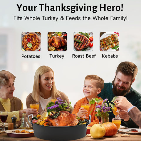 LOEUO 32L oval roaster pan ideal for Thanksgiving roasts