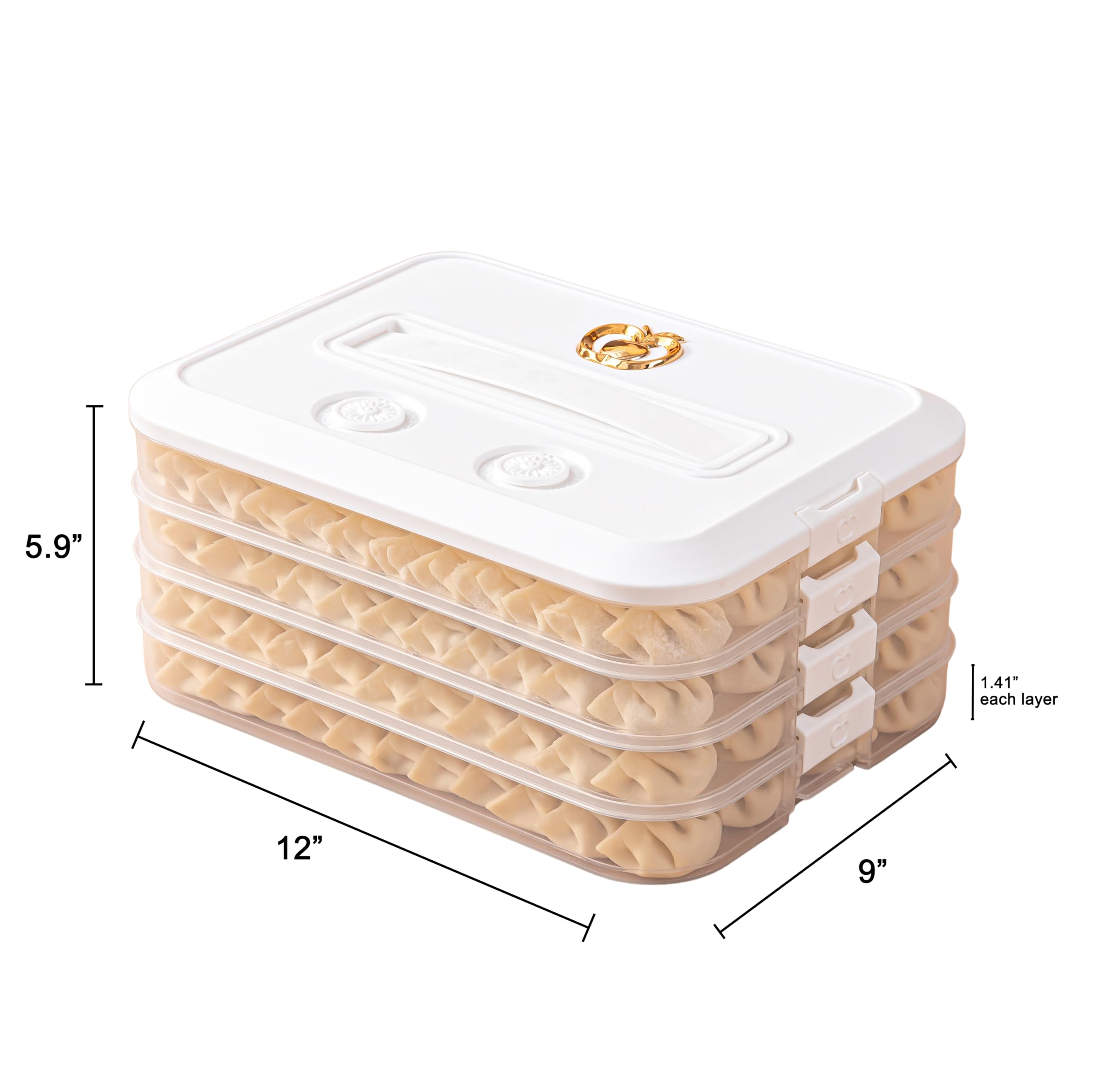LOEZ stackable compartments emphasize efficient fridge organization for cookies and dumplings