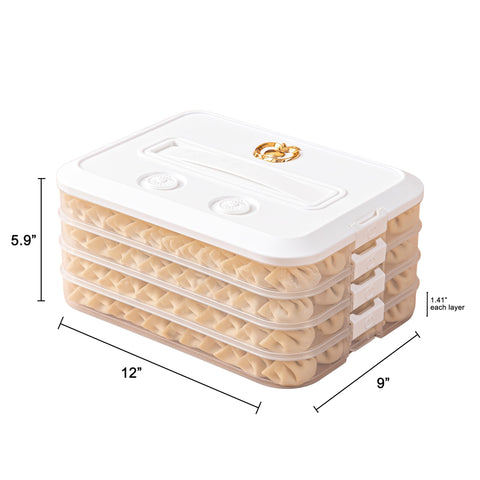 LOEZ stackable compartments emphasize efficient fridge organization for cookies and dumplings