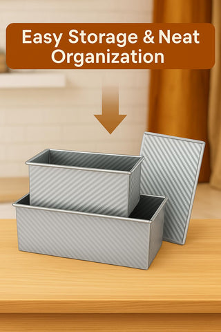 Logario pullman loaf pan lid sealed view demonstrates uniform square loaves