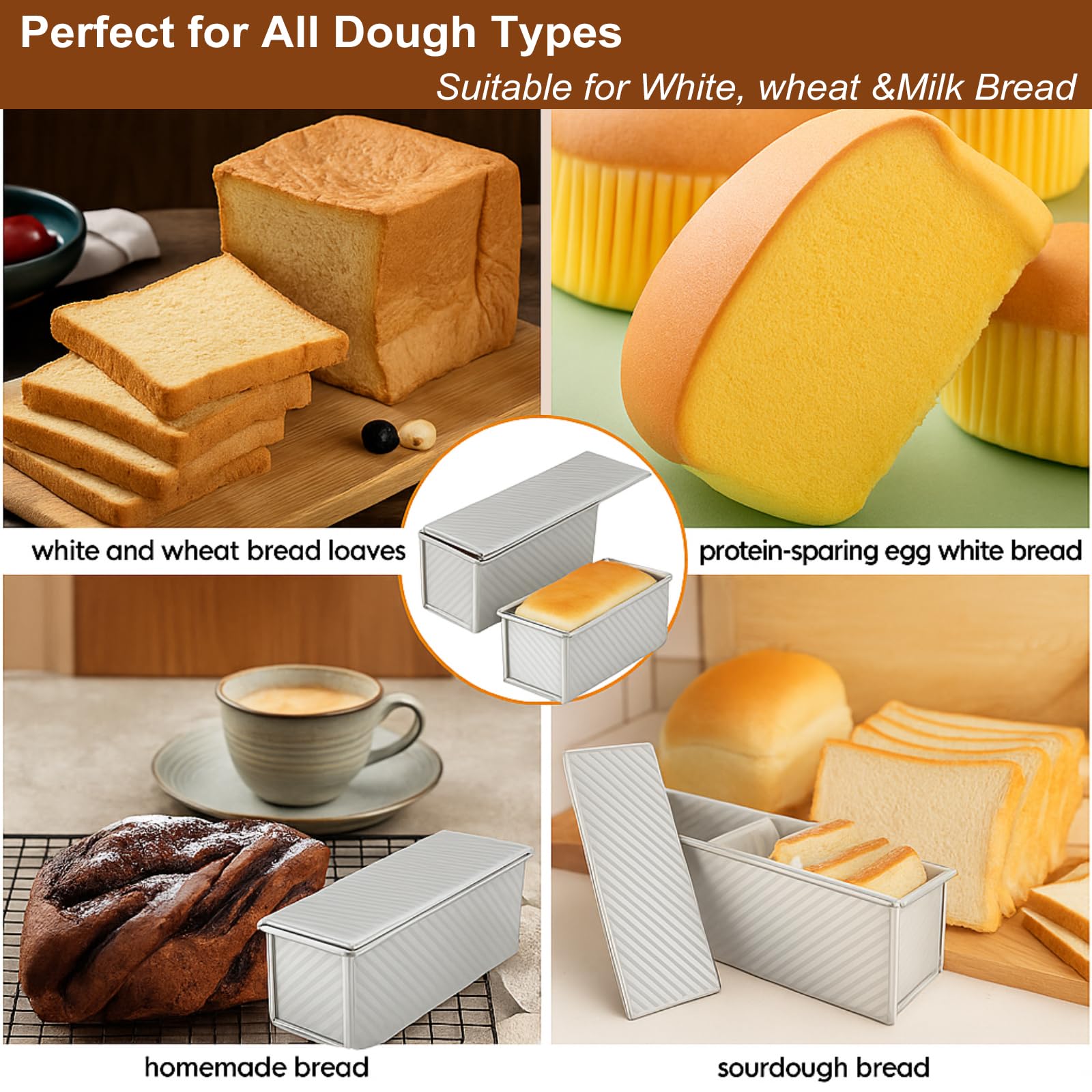 Logario pullman loaf pan small front view ideal for compact loaves