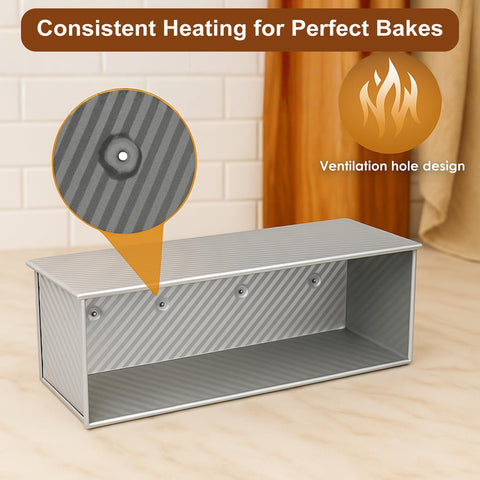 Logario pullman loaf pan vented base supports crisp crust formation