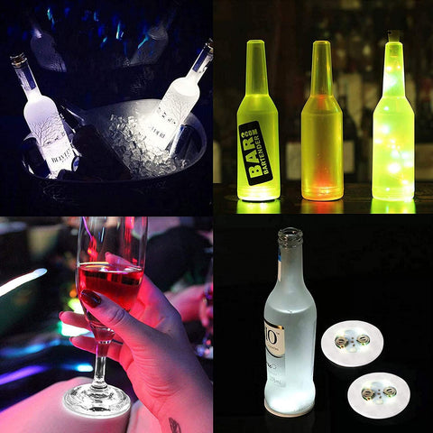 LOGUIDE LED light up coasters drink glass attachment demonstrates easy stick-on use
