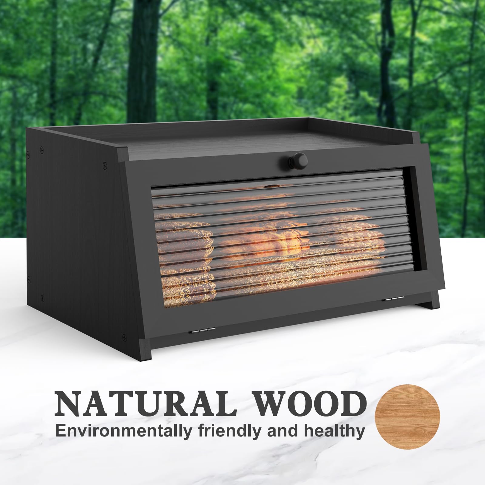 LOHASOK bread box magnetic seal keeps contents secure while maintaining ideal humidity.