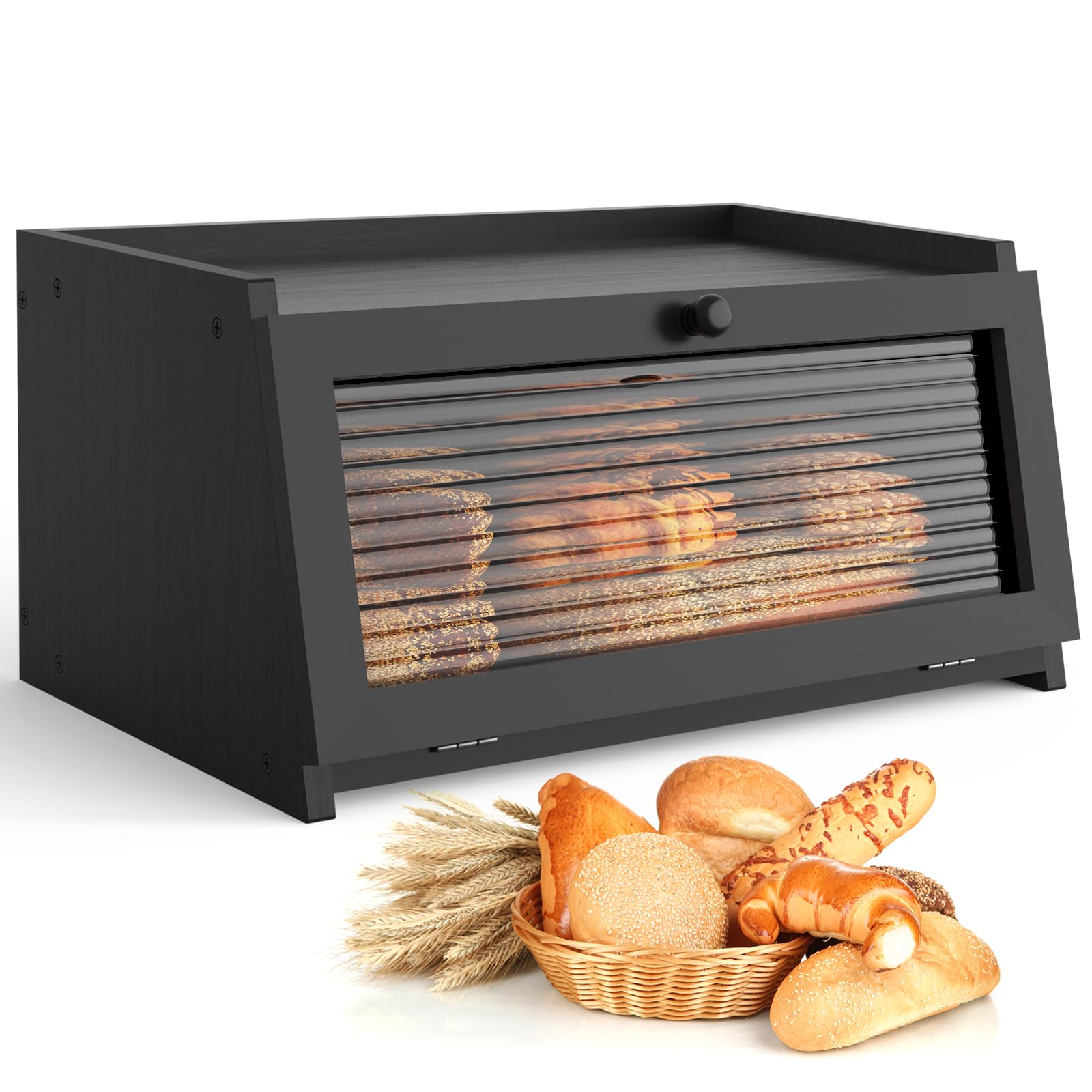 LOHASOK bread box with window shows freshness at a glance, helping manage moisture.