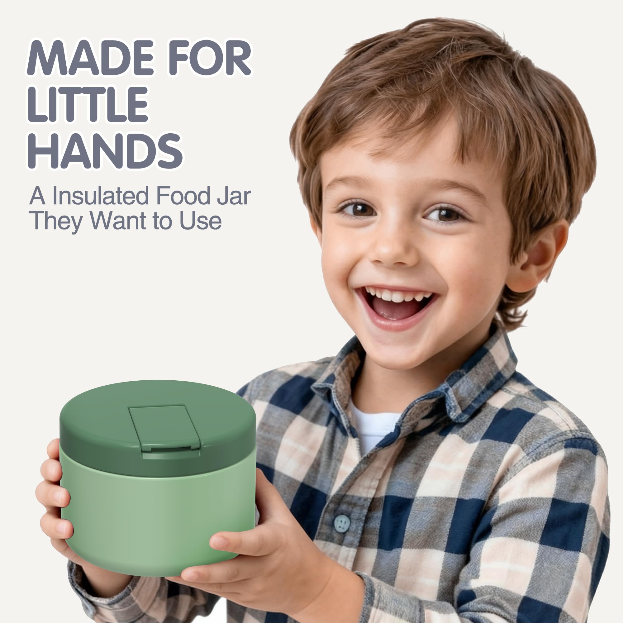 LOHASOK Kids Soup Thermo wide mouth for easy filling and scooping.