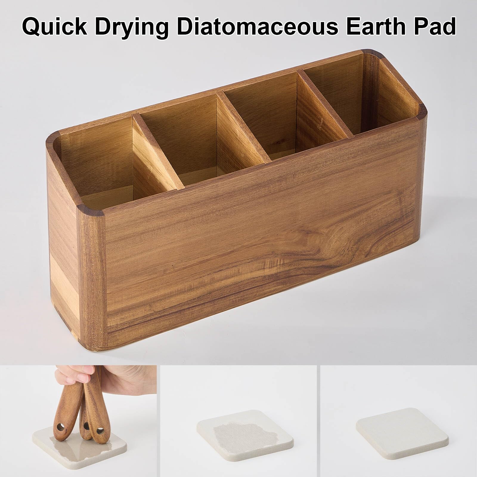 LOHONER diatomite pads in each compartment help keep utensils dry