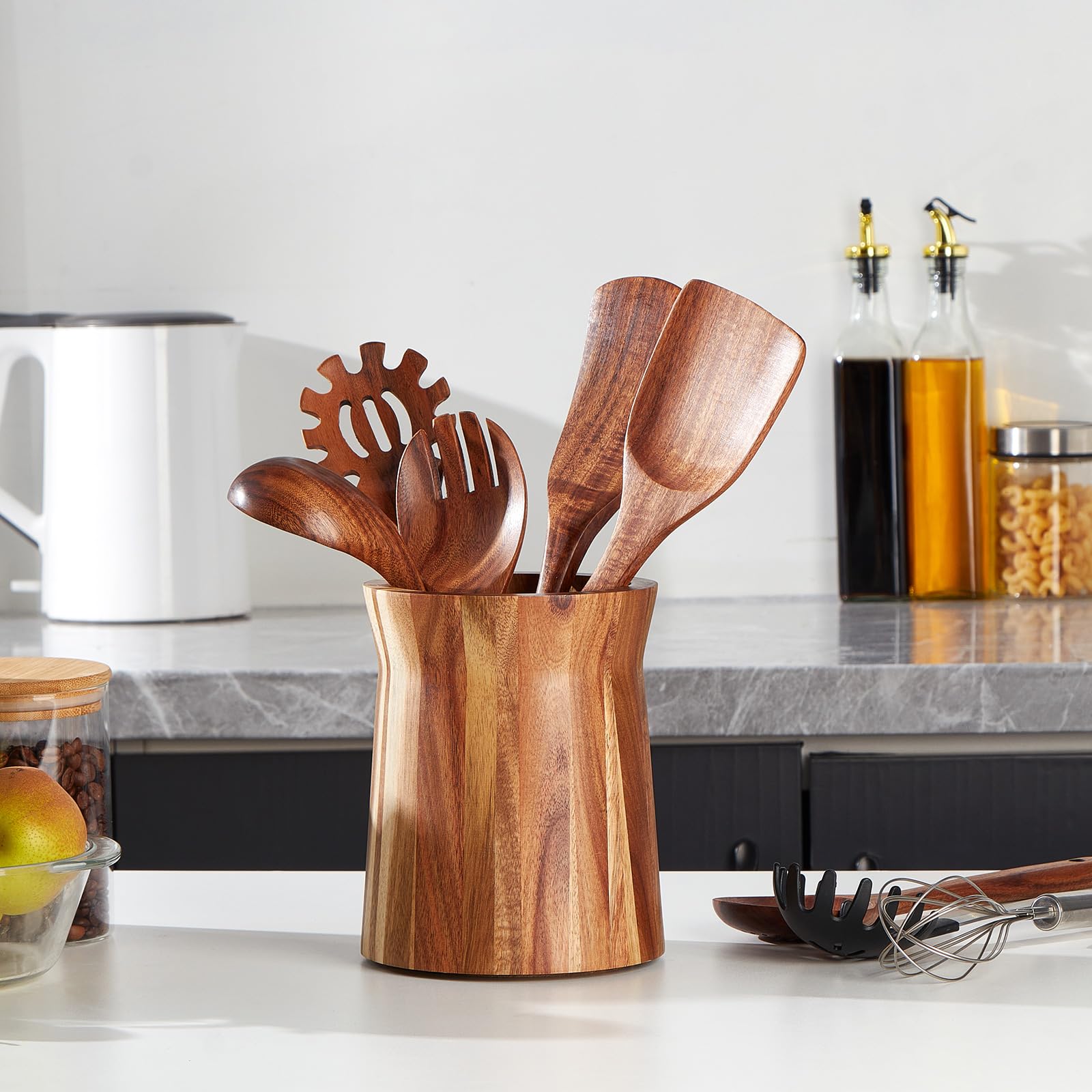 LOHONER rustic acacia wood counter decor adds warm kitchen style