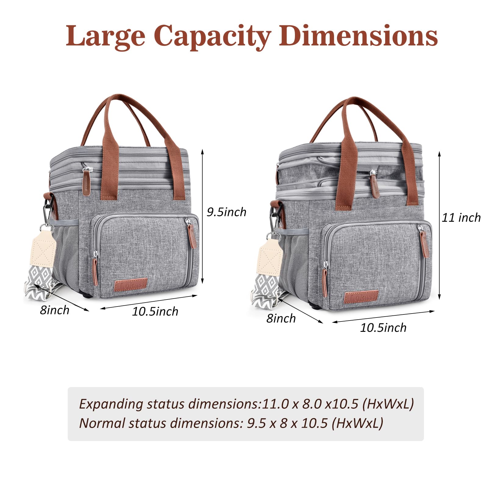 LOKASS expanded 16L lunch bag side view showing roominess.