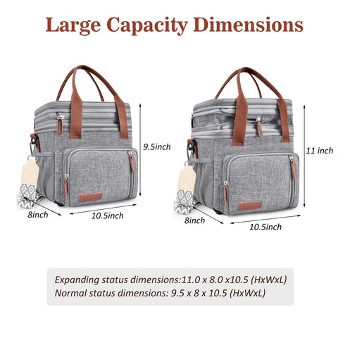 LOKASS expanded 16L lunch bag side view showing roominess.