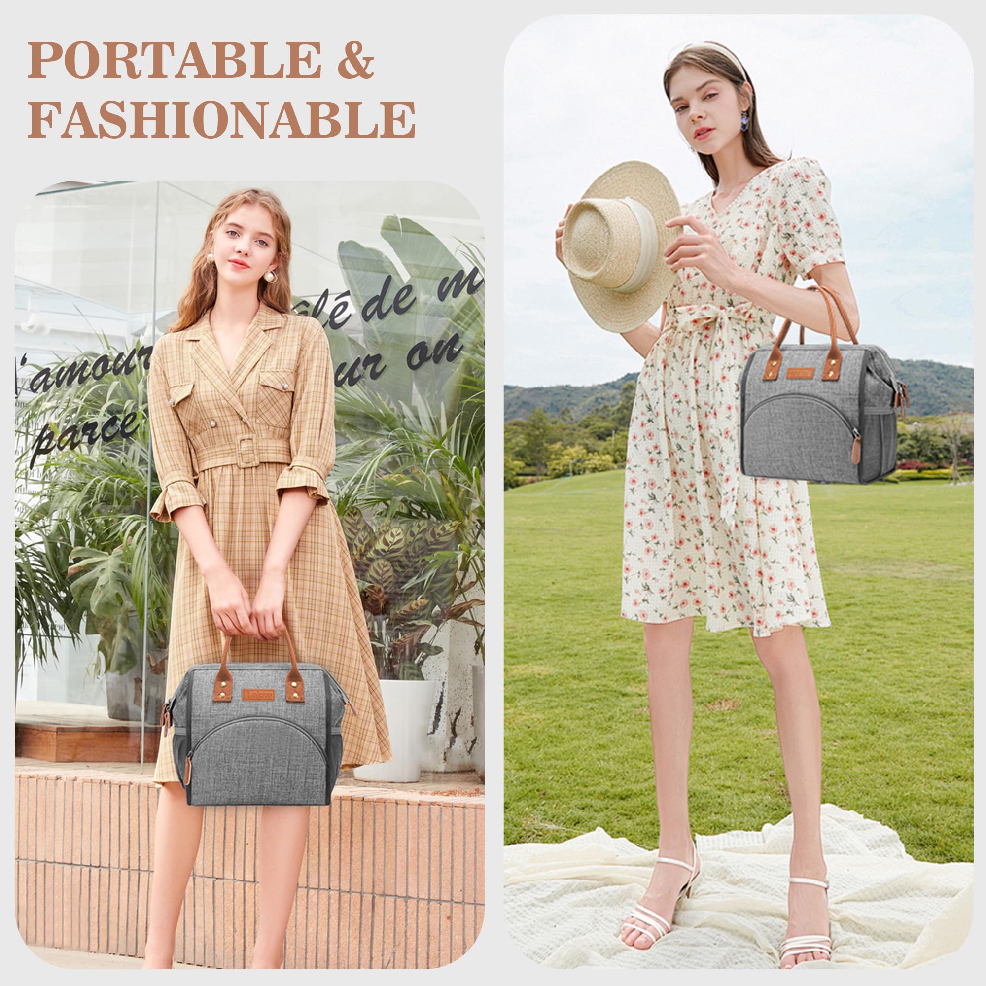 Lokass insulated lunch bag grey ideal for daily use and errands