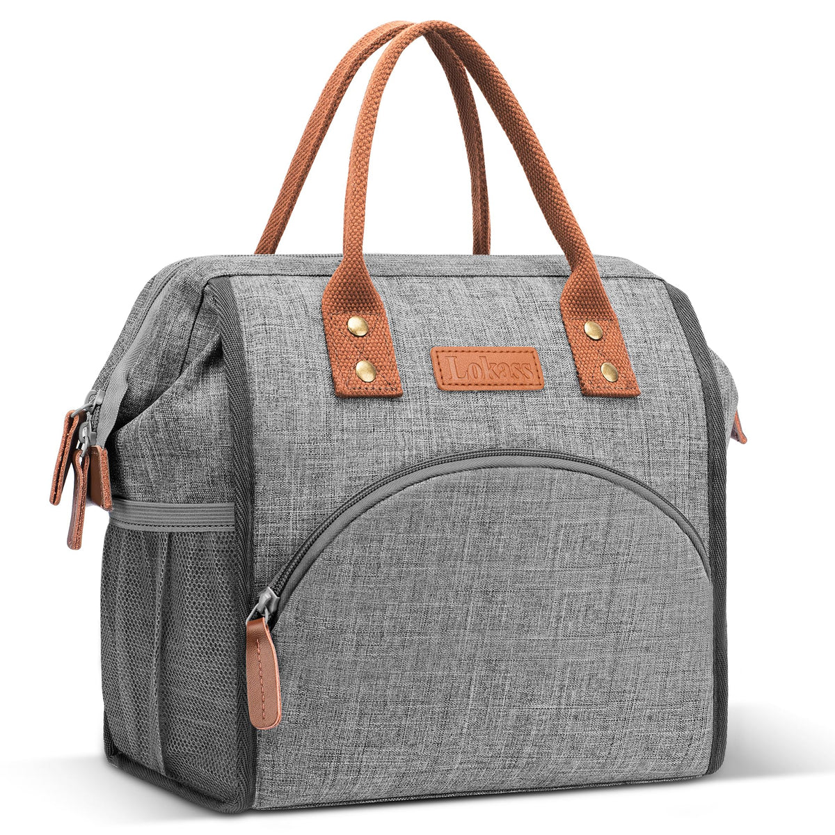 Lokass insulated lunch bag grey main compartment keeps meals organized for busy workdays