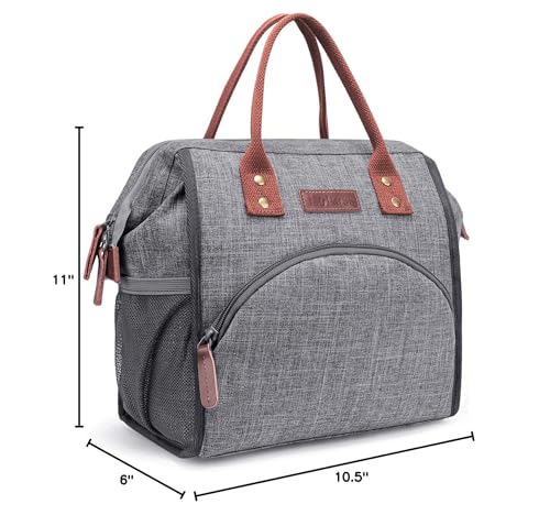 Lokass grey lunch tote with side pockets for beverages during commutes