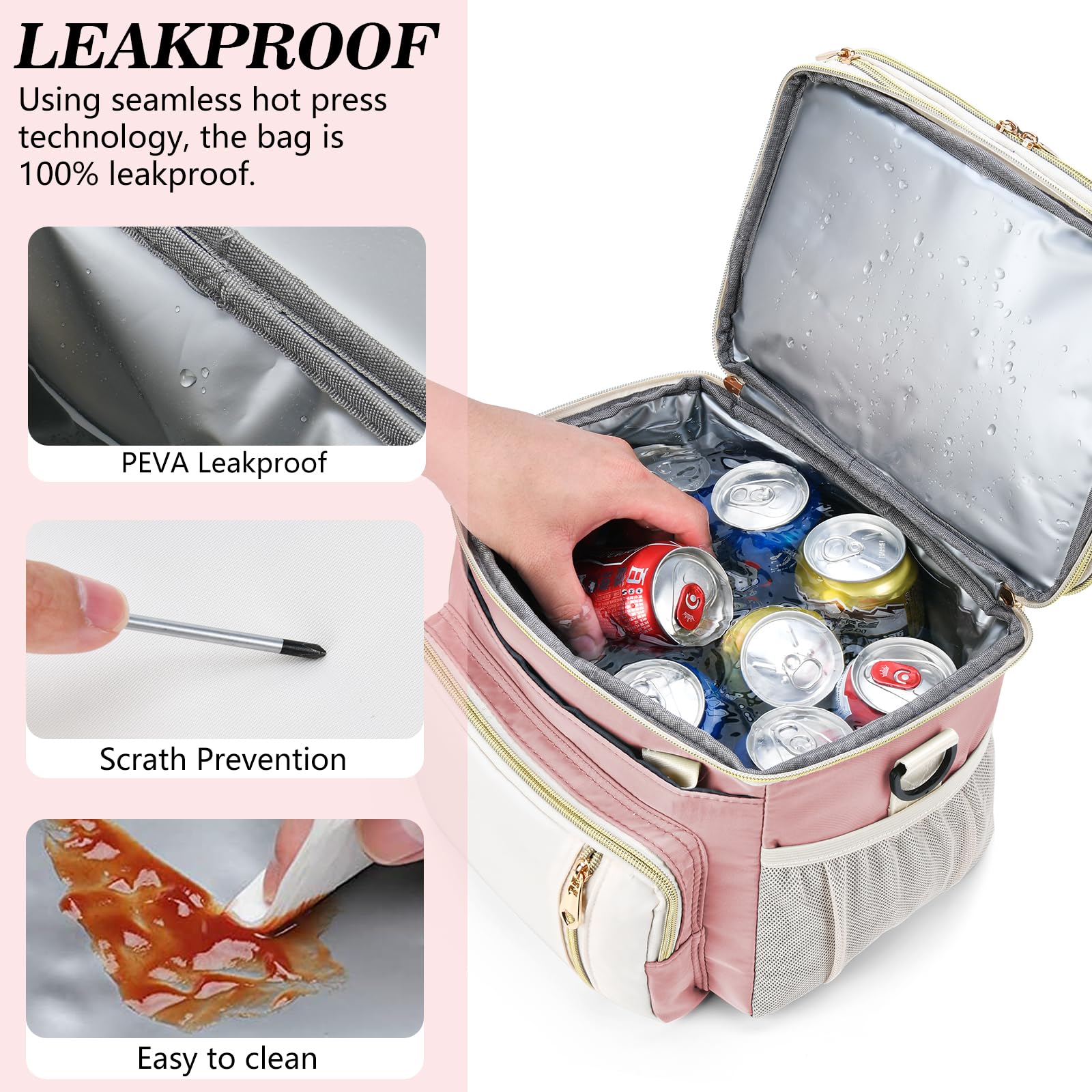 LOKASS lunch bag with multiple pockets for utensils and bottles