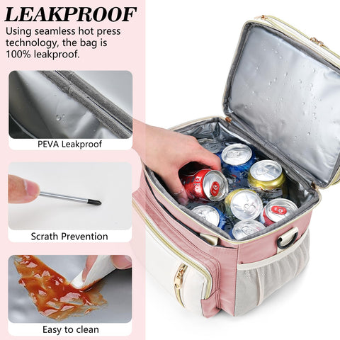 LOKASS lunch bag with multiple pockets for utensils and bottles