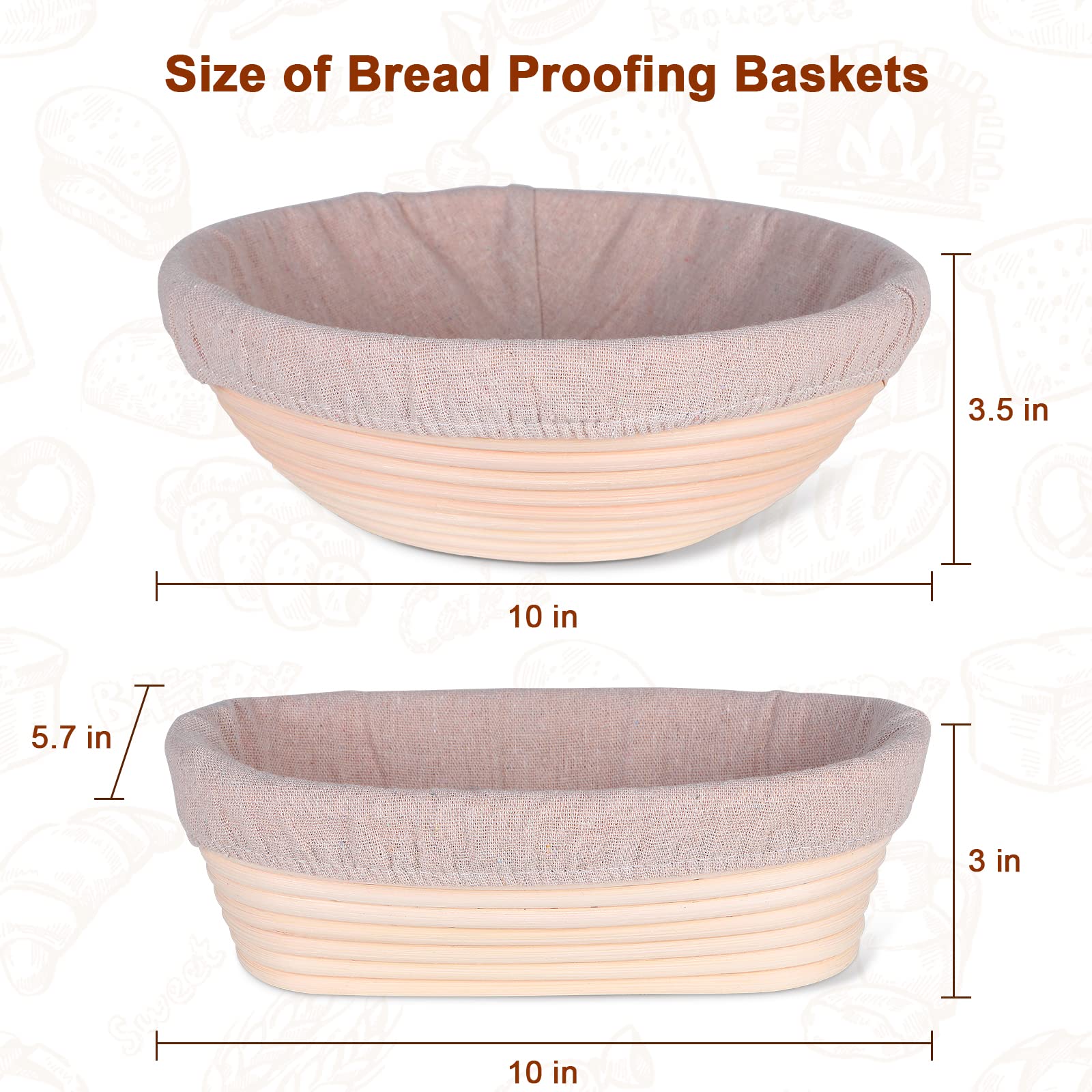 Lokeisna Banneton oval basket 10in ideal for shaping loaves with even patterns