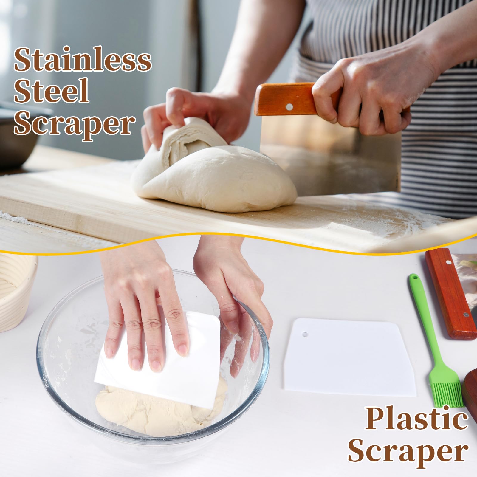 Lokeisna bowl scraper and scraper set for efficient dough handling