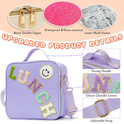 LOKFAR lunch bag showing chenille letters patches for playful look
