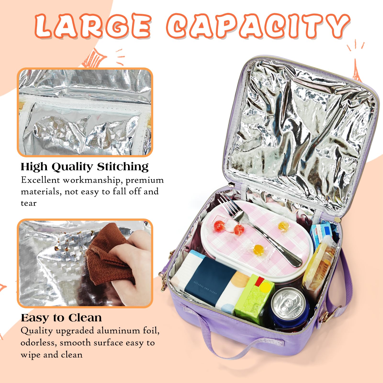 Soft waterproof nylon material of LOKFAR lunch bag