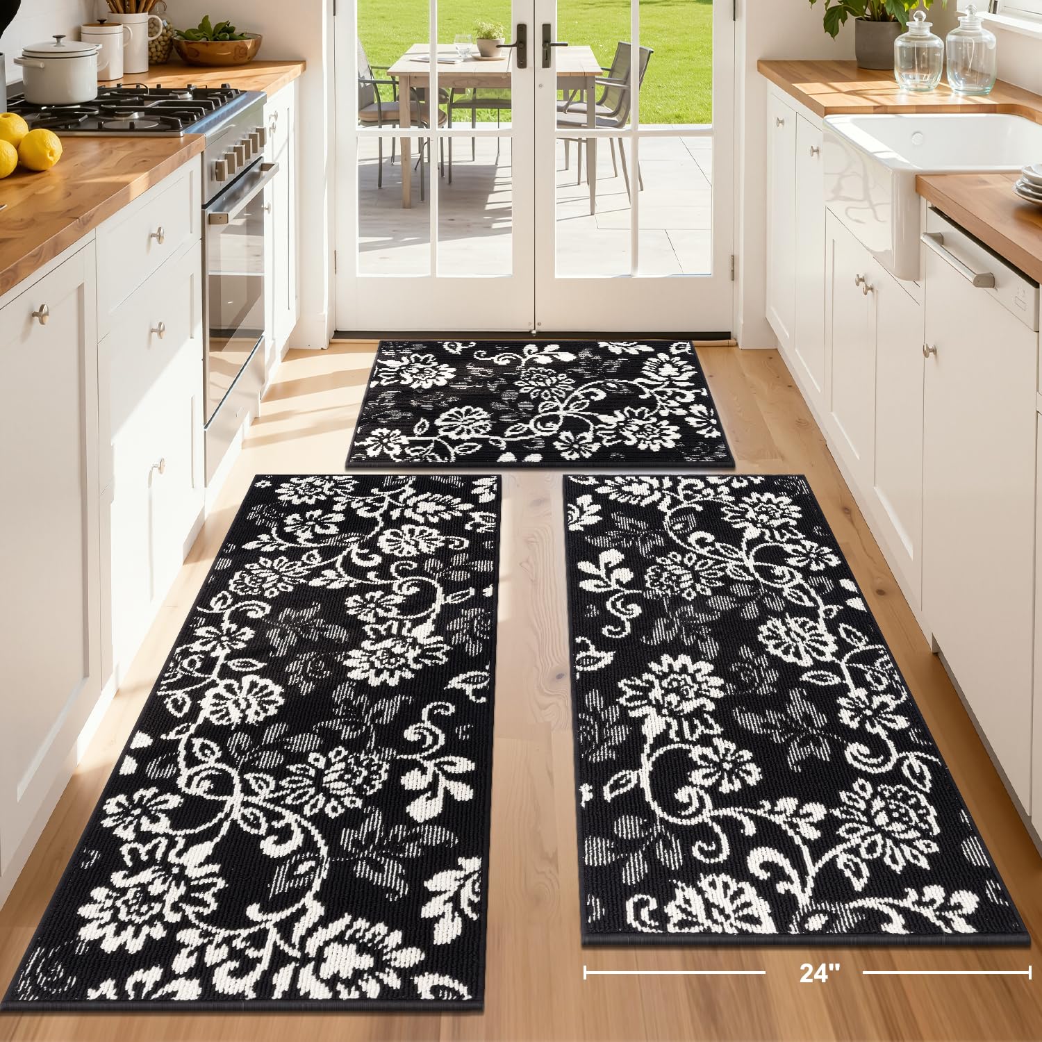 LOKHOM paisley floral rug front view highlights bold pattern and family-friendly durability