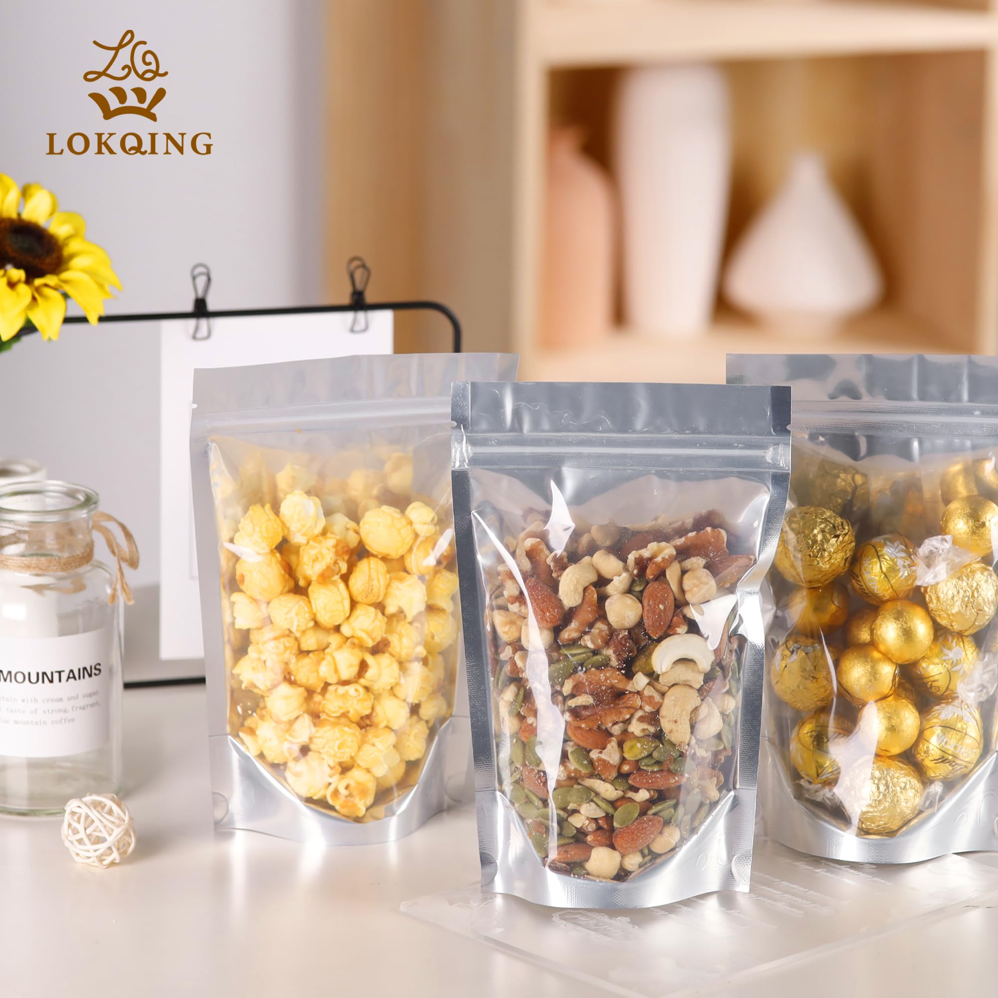 LOKQING bags with stand-up design showcased for countertop retail