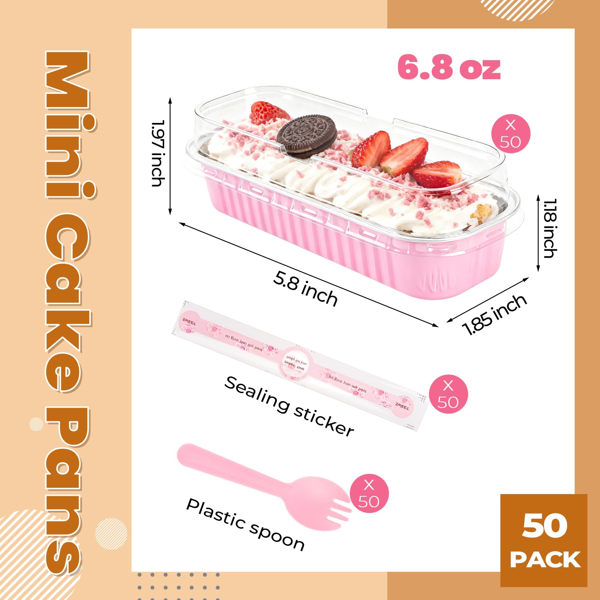 LOKQING pink mini loaf pans measure 5.8 inches for neat portions
