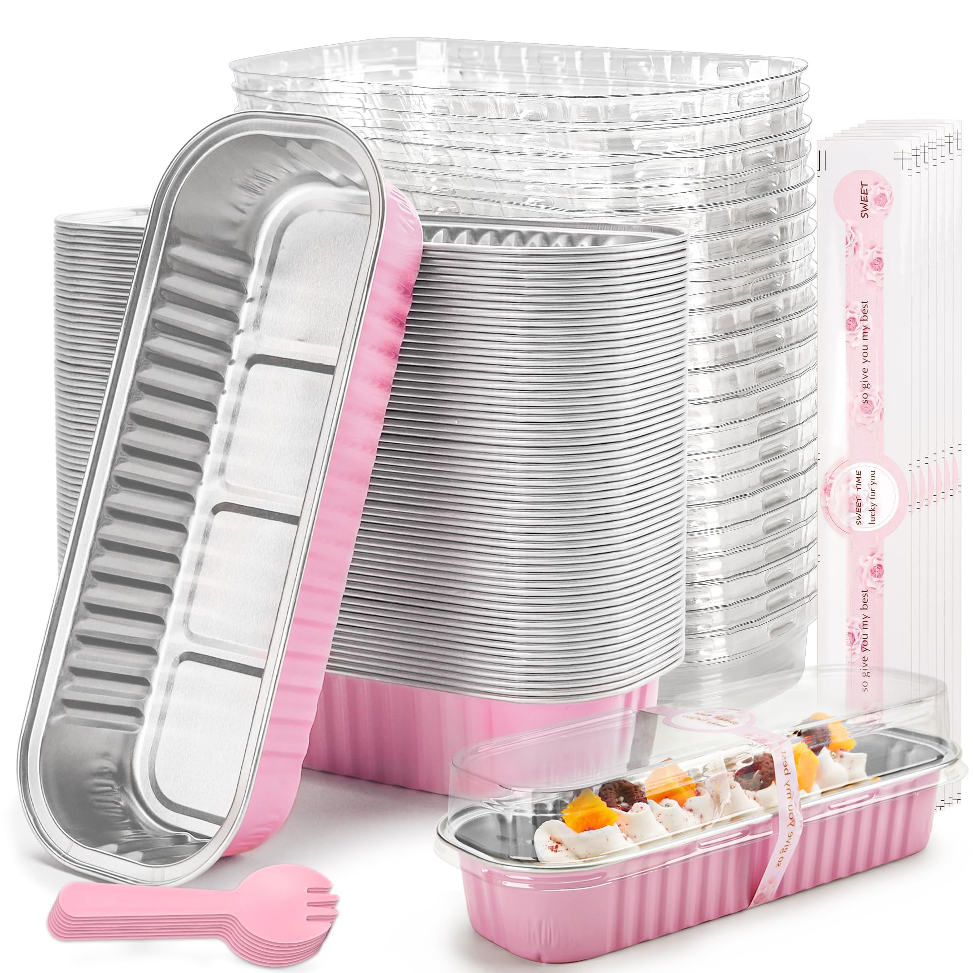 LOKQING pink mini loaf pans with lids for easy serving