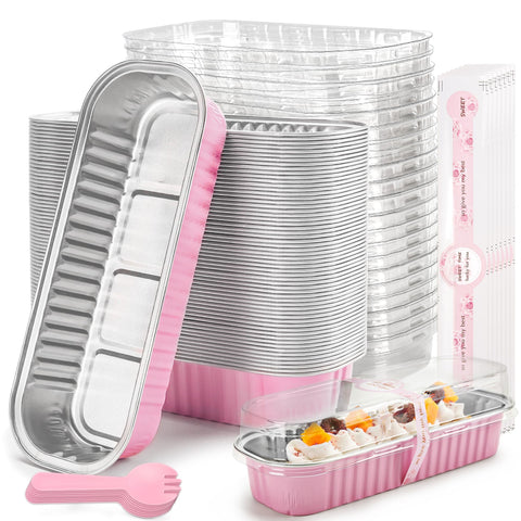 LOKQING pink mini loaf pans with lids for easy serving