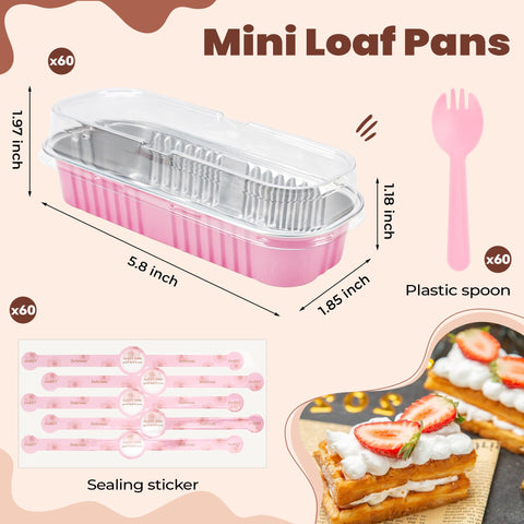 LOKQING mini loaf pans with spoons included for quick serving.