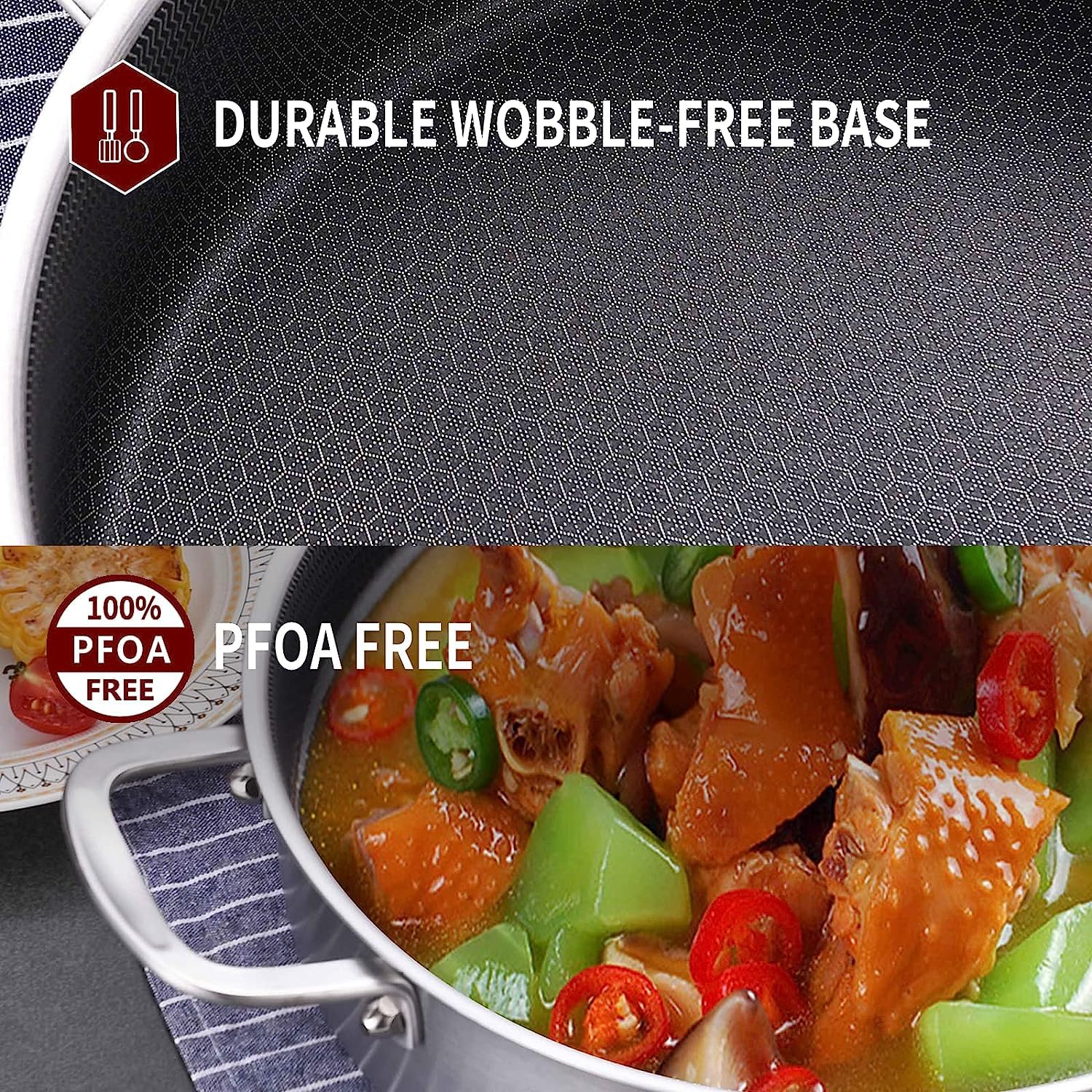 LOLYKITCH non-stick-pattern coating promotes quick food release and easy cleanup.