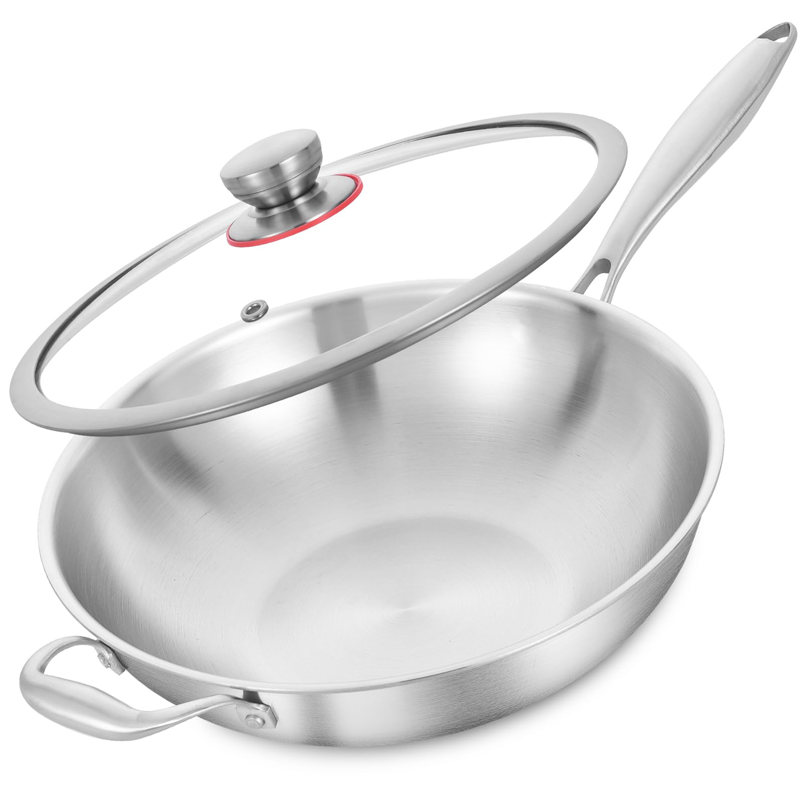 LOLykitch tri-ply 13-inch wok with lid delivers even heat for quick stir fries