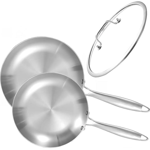 LOLYKITCH tri-ply frying pan top view showing even heat and premium finish
