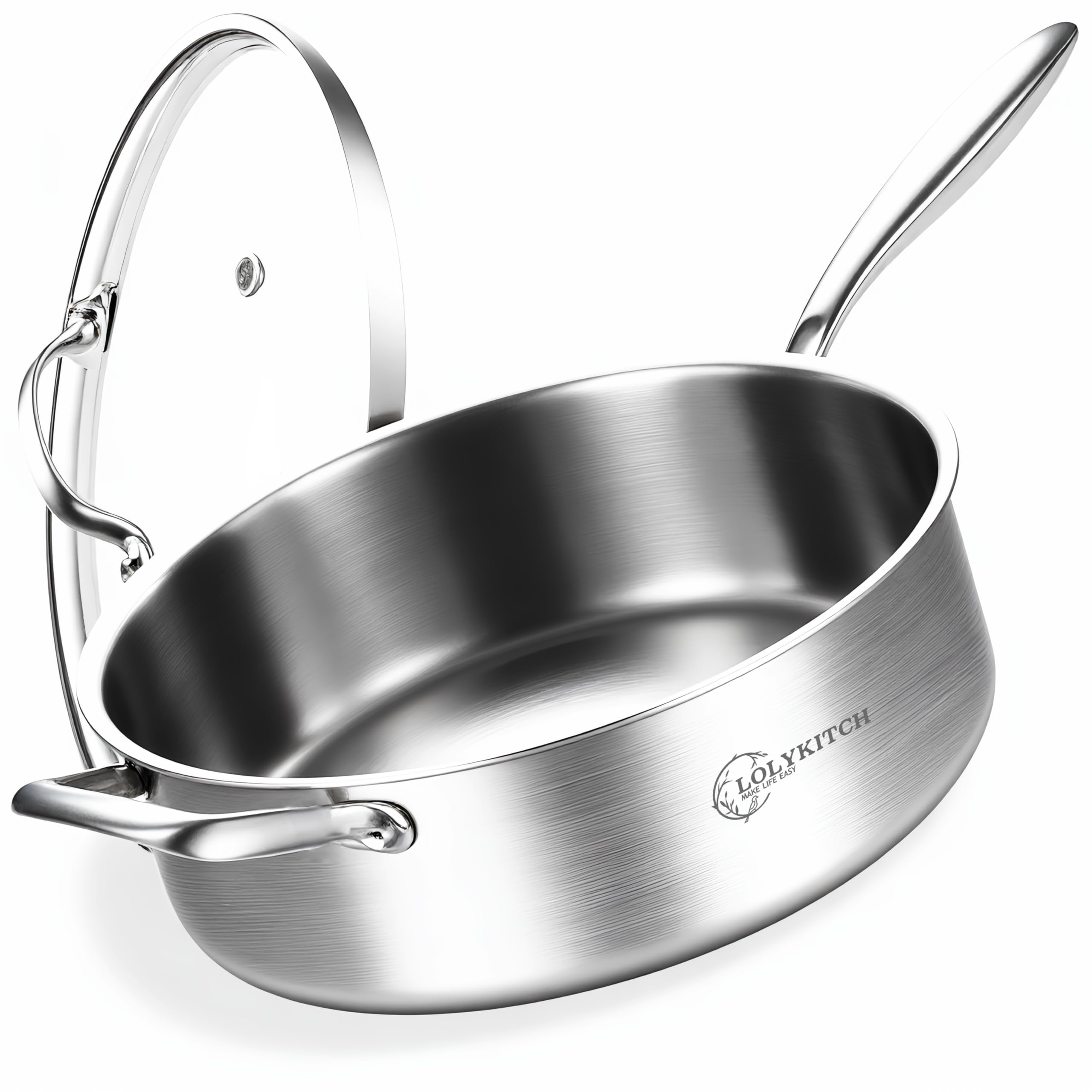 LOLYKITCH tri-ply sauté pan body delivering even heat for consistent cooking results