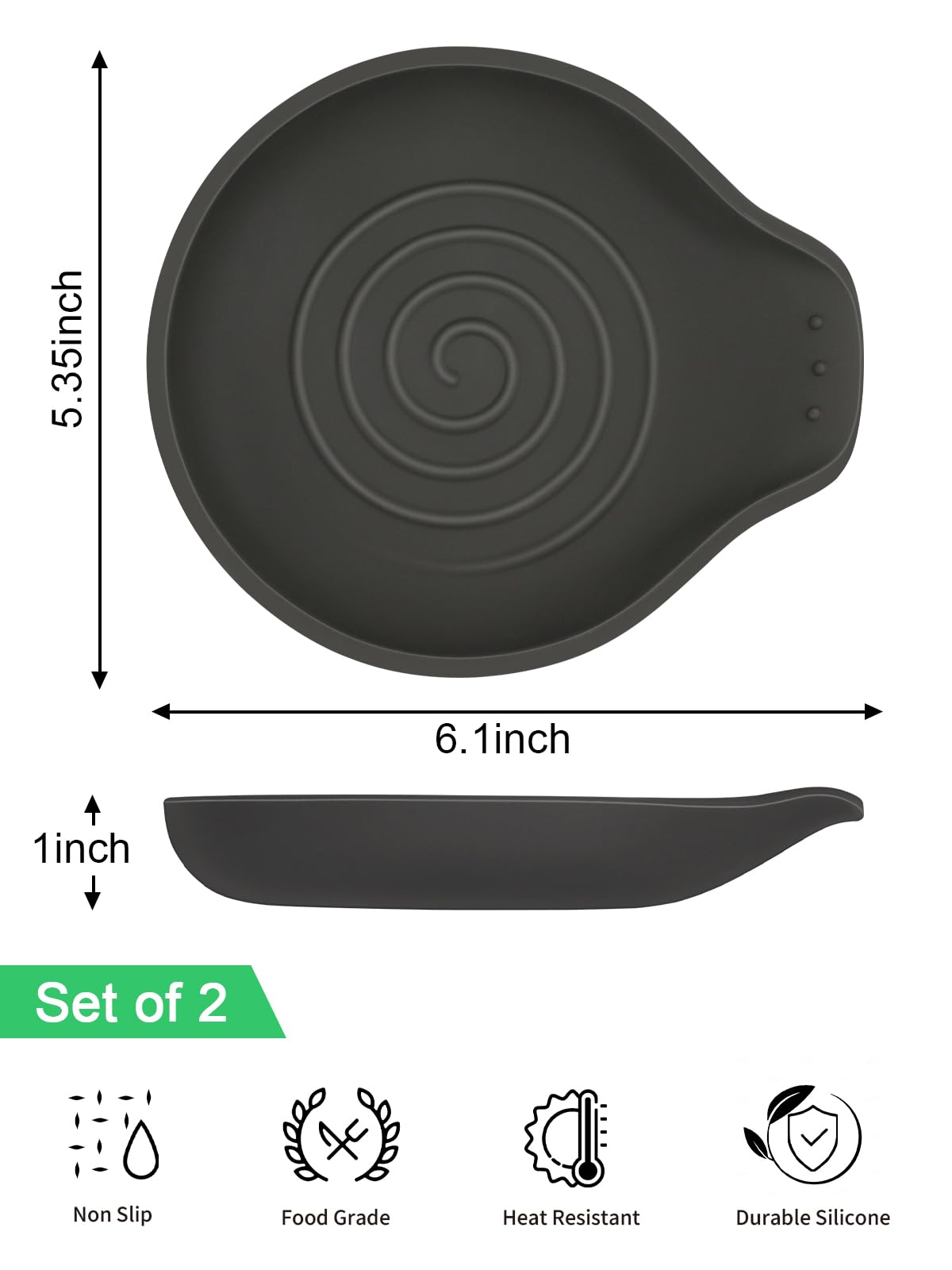 LOMILD stove top spoon rest in black catches drips and protects counters.