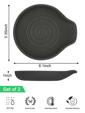 LOMILD stove top spoon rest in black catches drips and protects counters.