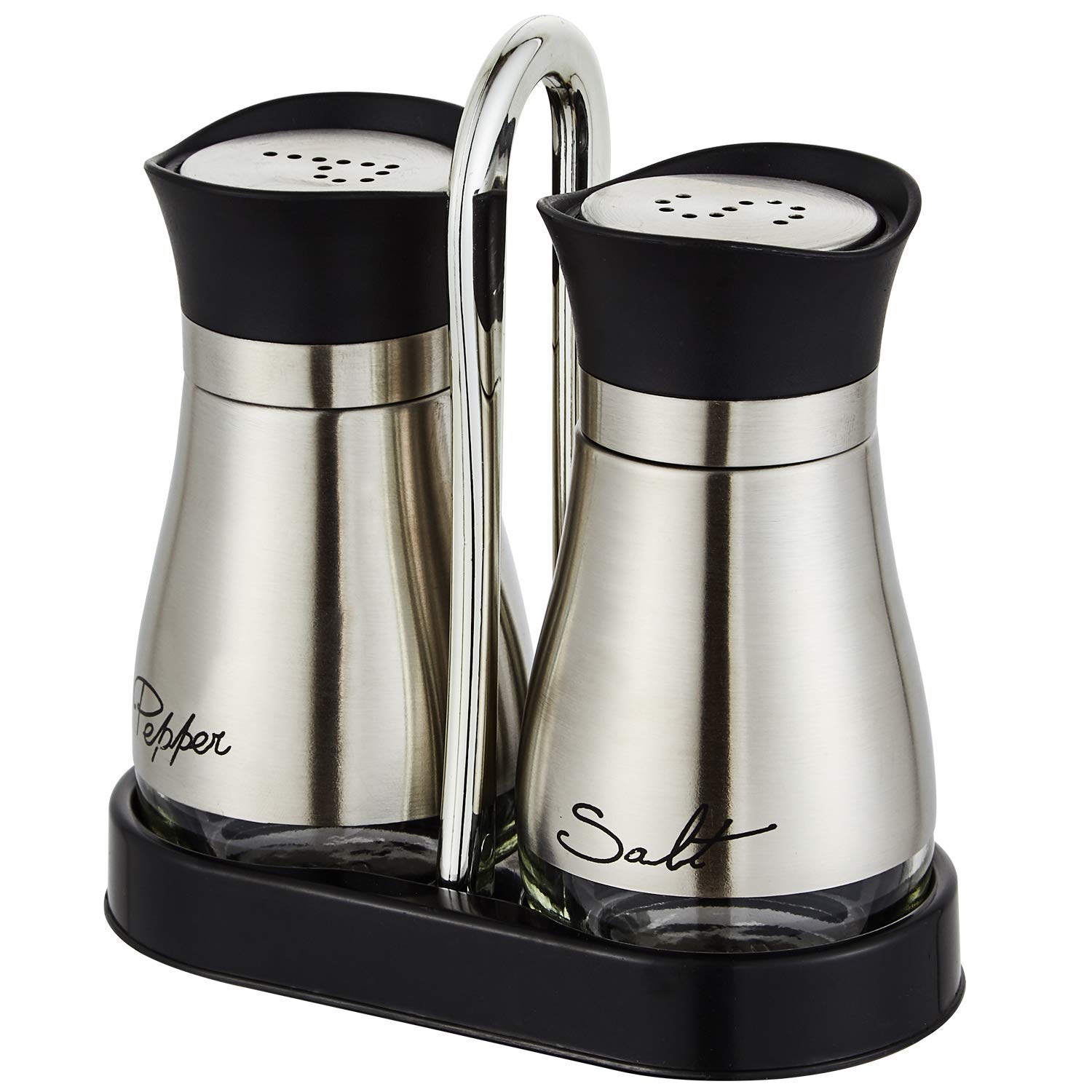 Lonffery salt and pepper shakers set 2-pack on table for easy seasoning.