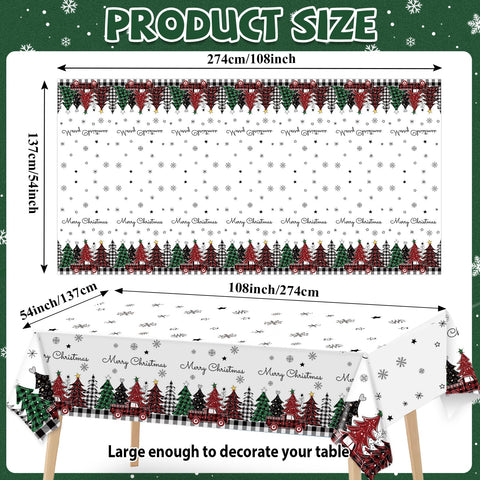 Lonfliness buffalo plaid truck and snowflakes design tablecloth adds seasonal flair while guarding tables.