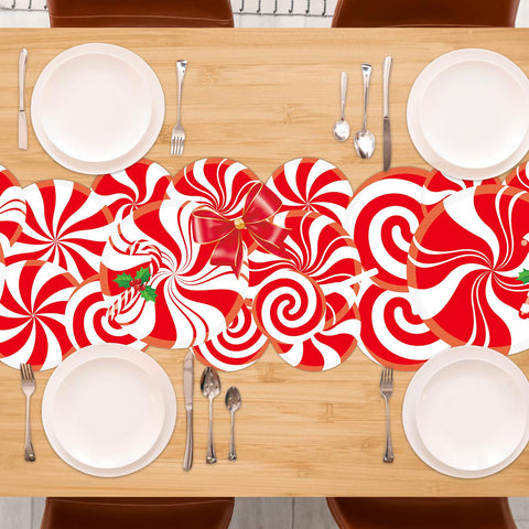 Lonfliness peppermint-lollipop motif table runner perfect for dessert tables and parties.