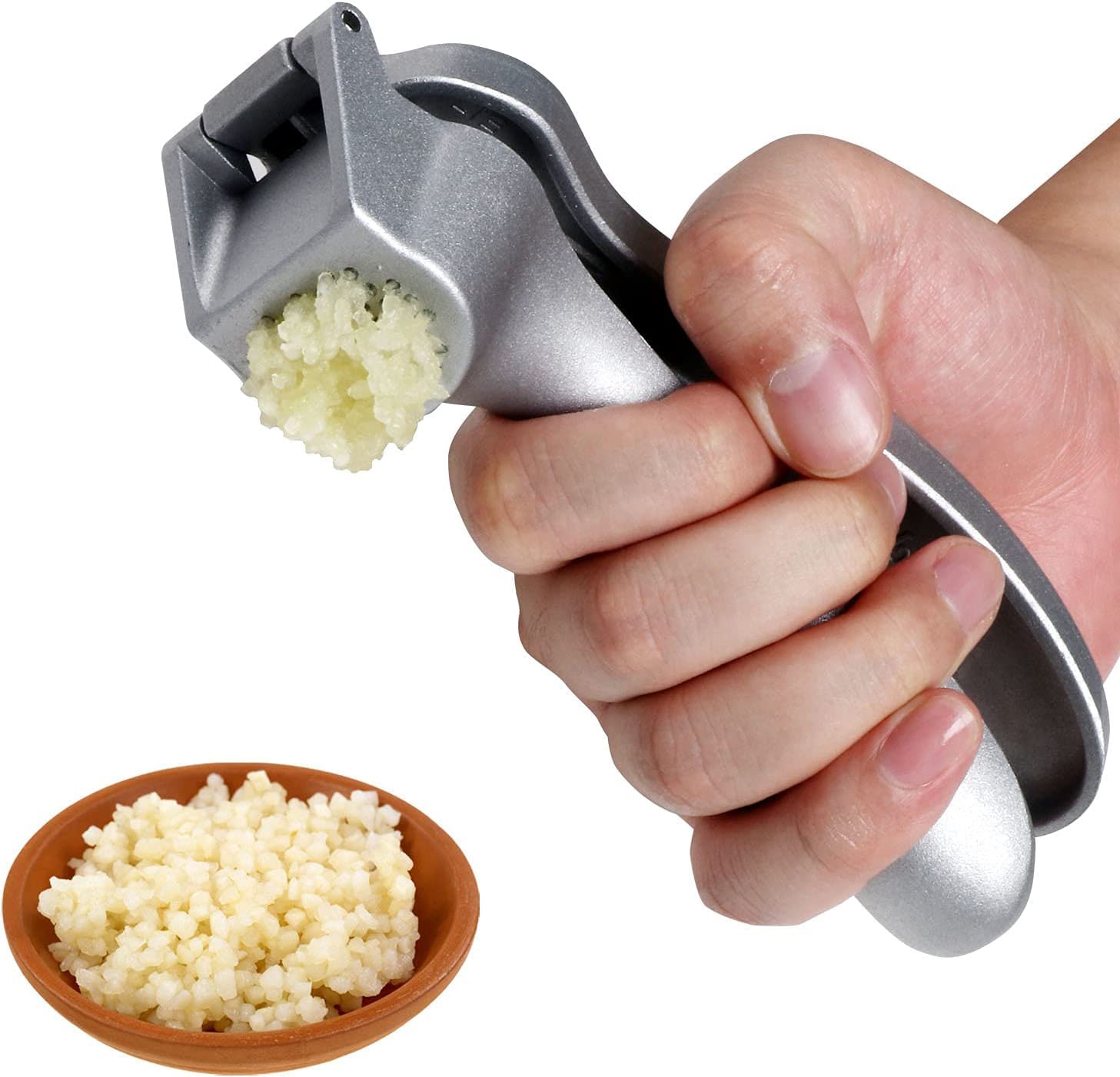 Longmann Ergonomic Garlic Press Handle designed for comfortable squeezing